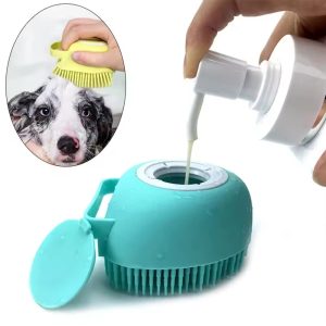 ABS Silicone Pet Bathtub Brush – Therapeutic massage and De-Shedding Device for Canine and Cats – Important Pet Cleansing Provides