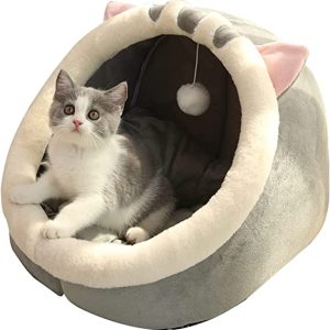 Cute Cozy Cave Cat Mattress – Tender Cotton Textile, Washable & Detachable, Ideally suited for Cats and Small Canine, Heat Pet Home for All Seasons